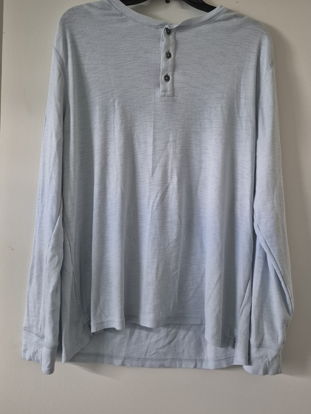 Men's Long-Sleeve Henley Shirt - Light Blue XL